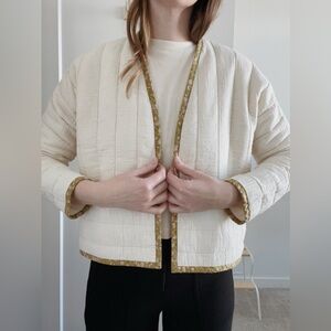 Handmade Elegant Cream Quilted Jacket